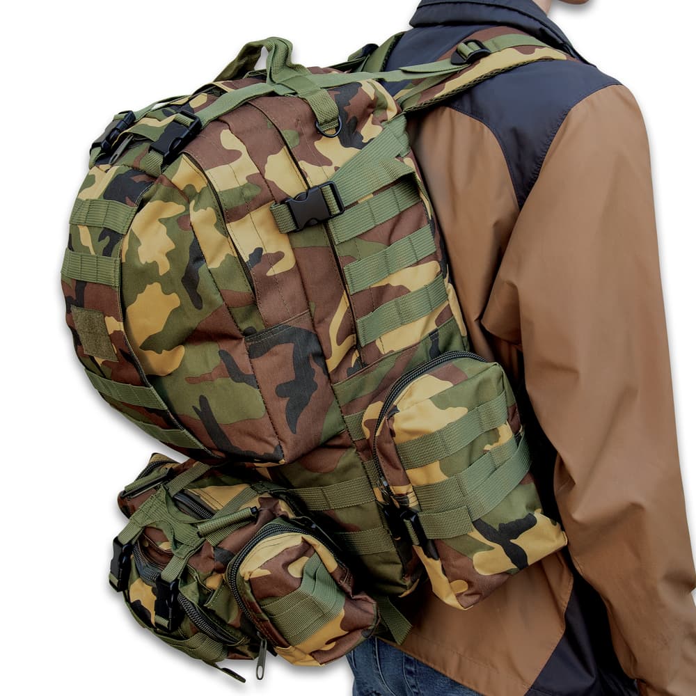 Full image of a person wearing the Gear Assault Pack. image number 1
